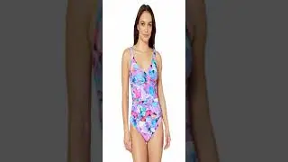 Profile by Gottex Women's Standard Back Detail Deep V-Neck One Piece Swimsuit, Java Navy, 8