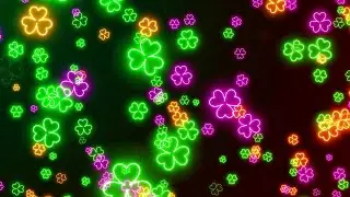 4K Screensaver | Colorful Neon Four Leaf Clover | Lucky Light Ambience | 8 Hours (No Sound)