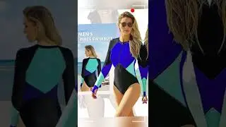 Blue Color block Zip Swimsuit l One Piece Swimsuit l Front Zipper Closure l Long Sleeve Swimwear