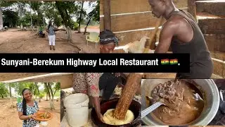Sunyani-Berekum Highway Local Restaurant🇬🇭 || The Best Fufu and Bushmeat In Ghana |AngelaKOD🇬🇭!