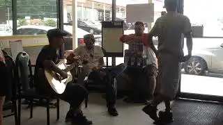 My dad playing the guitar at my job a long time ago. I miss him.