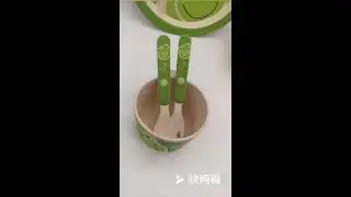 FDA free lovely frog natural bamboo fiber dinnerware kids set