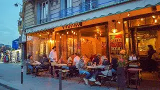 Paris, France 🇫🇷 Walk Tour of Latin Quarter at Dusk, Lively Caf&eacute;-lined Parisian Streets