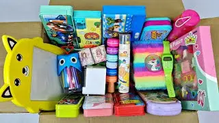 COLOURFUL Stationery collection🥰Board, Colors, Diary, Sharpener, Eraser, Geometry, PencilBox, Watch