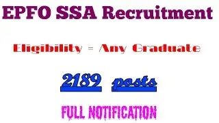 EPFO Ssa Recruitment 2019 // full Notification