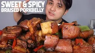 SWEET AND SPICY BRAISED PORK BELLY MUKBANG