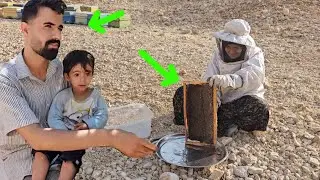 Razieh goes to the mountains to get natural honey for Ali and his children🍯🌲🏔