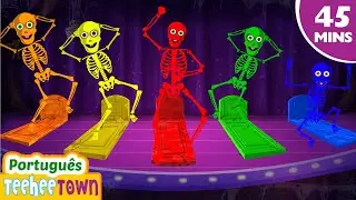 [4K] 🌈Dance e Aprenda as Cores com Esqueletos 💀| Músicas de Halloween para crianças | Casa Teehee