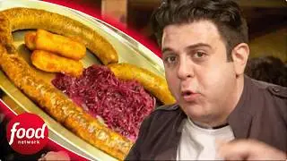 Adam Richman Eats A 1 Metre Long German Bratwurst | Man V. Food