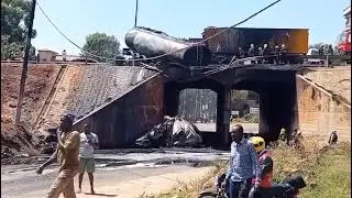 SHOCKING! TRAGIC ACCIDENT ALONG SOUTHERN BYPASS AFTER A LORRY AND TANKER COLLIDED AND CAUSE FIRE!!