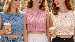 Easy Crochet Crop Sweater Vest Tutorial | Modern & Stylish Crochet Top,Kolay tığ işi s&uuml;veter modeli 