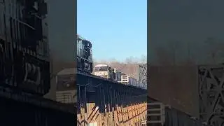 Trains Passing On BIG Bridge!  JawTooth #shorts, Kenova West Virginia trains pass on trestle