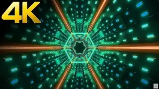 4K Fast-Moving Green Color || Hexagon Neon Tunnel &ndash; Futuristic Ambient TV Background