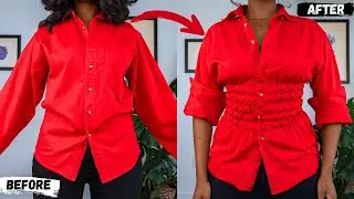 DIY Shirred Shirt | Men&rsquo;s Shirt Refashion (Thrift Flip)