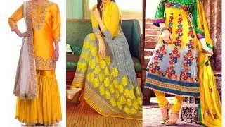 Yellow And Grey Colour Combination Suit||Party Wear Yellow Dress.
