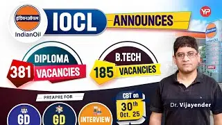IOCL declared No of Vacancies for diploma & Btech recruitment notification 2025 without GATE
