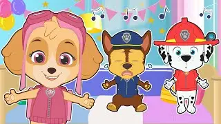 FIVE LITTLE BABES 🐶🎵 With The baby dog patrol jumping on the bed