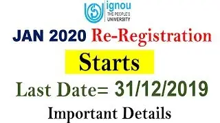 IGNOU Re-Registration START for JAN 2020 SESSION FOR ALL PROGRAMMES ||  RE-REGISTRATION 2020