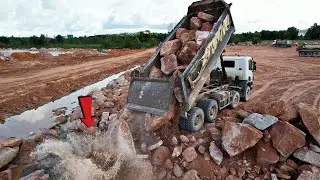 Epic Land Transformation In Process Techniques Dozer Skill Moving Rocks Drop To Water