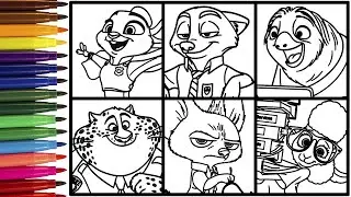 Drawing 6 Zootopia Characters | Easy Step-by-Step Coloring Page for Kids | Easy Coloring for Kids