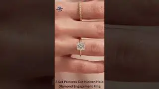 2 5ct Princess Cut Hidden Halo Diamond Engagement Ring