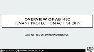 AB1482 - Overview of the Tenant Protection Act of 2019