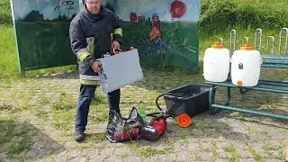 Lagerfeuer Löschen mit Akku Wasserpumpe