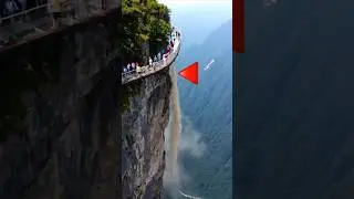 Rocks Fall Beneath Glass Bridge! 😱 Did They Even Notice? #shorts #viral #tranding #skywalker