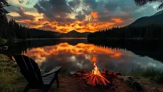 Nature&rsquo;s Calm 🔥 Camping with a Fire by the Lake