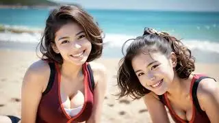 2 girls vibing in the beach