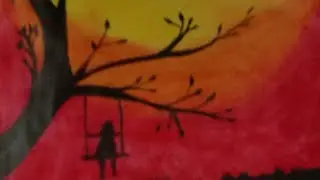 Easy oil pastels swinging scenery drawing/Azim Azaa kids art