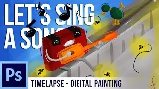 [Adobe Photoshop CS6] Timelapse: How to Make Digital Painting of Cartoon Sing A Song!