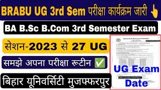 brabu ug 3rd semester exam routine 2023-27, bihar university ug 3rd semester exam date 2025 #brabu