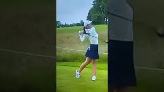 Notice the extremity of how Darcy Harry rotates her body in the backswing #golfswing