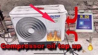 How to Air conditioning compressor oil top up // running ac compressor me oil top up kaise kare