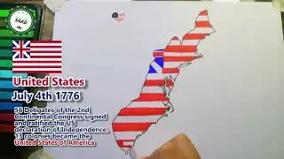 Drawing flag map of first 10 countries countries which recognized the United States | July 4 special
