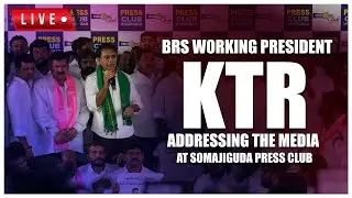 Live: BRS Working President KTR at Somajiguda Press Club