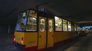 Poland, Warsaw, tram 20 ride from Śliwice to Żerań FSO @ night