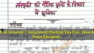 B.ed Semester-1 Assignment/Practical/Viva File Value & Peace Education