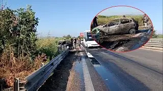 Makina digjet duke ecur në autostradën Lushnjë-Fier, shpëtojnë pa lëndime 3 persona