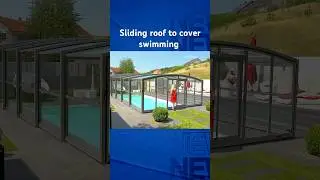 Sliding Roof to Cover Swimming Pool 😍😍 #swimmingpool #youtubeshorts