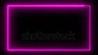 Animated neon glowing frame background. Colorful laser seamless loop border. Futuristic light effect