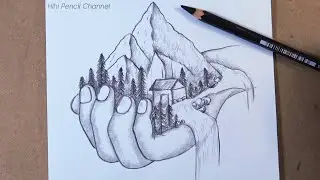How to Draw Mountain Landscape Scenery in hand Step by Step | Pencil Drawing
