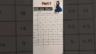 kid's size chart Part 1 #youtubeshorts #shortvideo #sizechart
