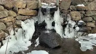 Small Waterfall Surrounded by Massive Ice Formations | ASMR
