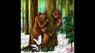 happy color bear family climbing up to a top of a tree