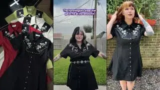 👗🖤Fall in love with the details &mdash; embroidered crow & flowers on 100% cotton.#boozelele #goth #dress 