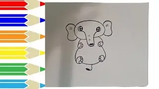 Learn how to draw a cute elephant 🐘 easy and simple for kids #elphant #kids 