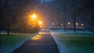 Light Snow Evening Walk in the Park | Calm POV 4K