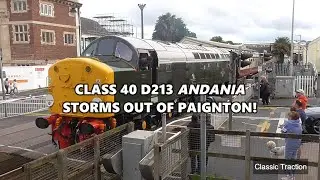 CLASS 40 D213 'ANDANIA' STORMS OUT OF PAIGNTON WITH THE ENGLISH RIVIERA EXPRESS